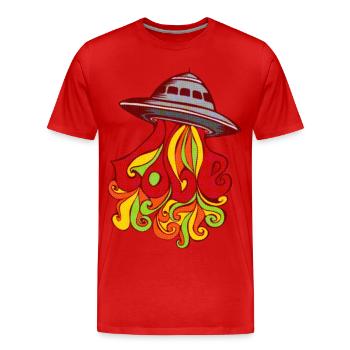 UFO Love retro sixties Kinder bunt lustig - Männer Premium Bio T-Shirt - Rot - Vorne - Damien (186cm)