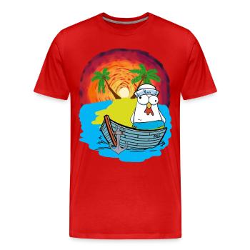 Hühner Matrosen Boot Strand Schwimmring Ahoi - Männer Premium Bio T-Shirt - Rot - Vorne - Damien (186cm)