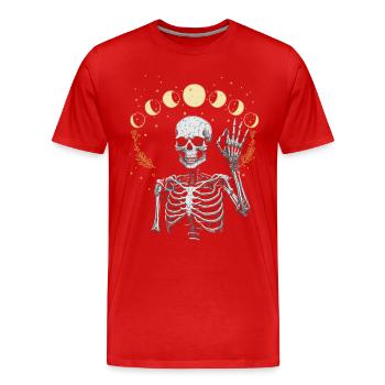 Mond Geist Skelett Geisterstunde Halloween Spuk - Männer Premium Bio T-Shirt - Rot - Vorne - Damien (186cm)
