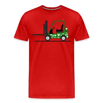 Forklift driver heart green - Men's Premium Organic T-Shirt - red - Front - Damien (186cm)
