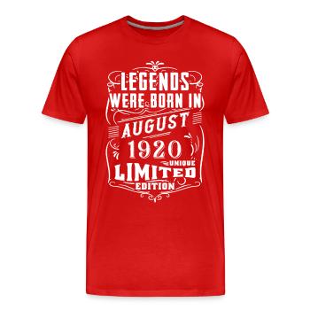 Geburtstag August 1920 Jahr Limited Edition - Männer Premium Bio T-Shirt - Rot - Vorne - Damien (186cm)