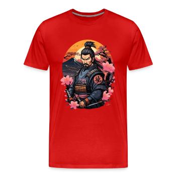 Samouraï japon cerisier - T-shirt bio Premium Homme - rouge - Devant - Damien (186cm)