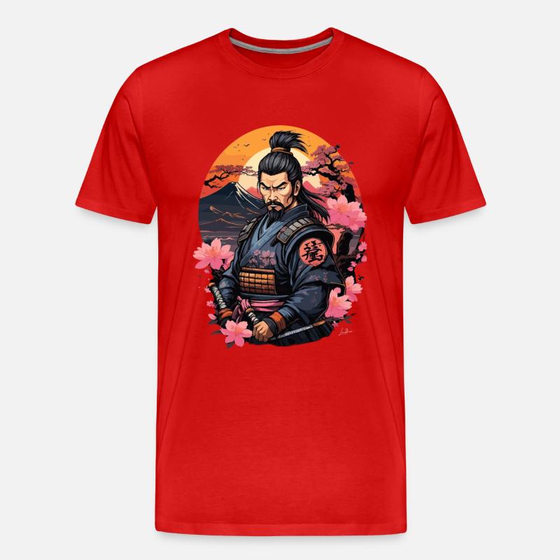 Samurai Japan Kirsche - Männer Premium Bio T-Shirt - Rot