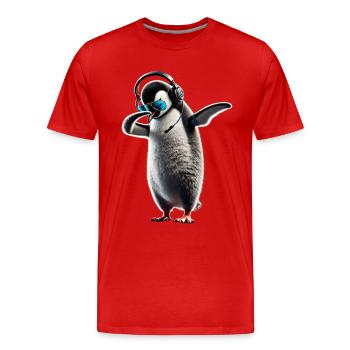Lustiger Dabbing Pinguin Tanzen Tierliebhaber Dab - Männer Premium Bio T-Shirt - Rot - Vorne - Damien (186cm)