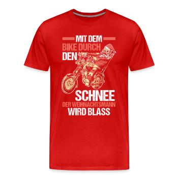 Weihnachten Motorrad Weihnachtsmann - Männer Premium Bio T-Shirt - Rot - Vorne - Damien (186cm)