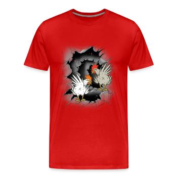 Chicken Chickens Hen Hens Rooster Roosters - Men's Premium Organic T-Shirt - red - Front - Damien (186cm)