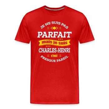 CHARLES-HENRI PARFAIT - PRENOM CHARLES-HENRI - T-shirt bio Premium Homme - rouge - Devant - Damien (186cm)