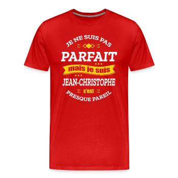 JEAN-CHRISTOPHE PARFAIT - PRENOM JEAN-CHRISTOPHE - T-shirt bio Premium Homme - rouge - Devant - Damien (186cm)