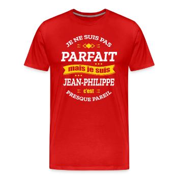 JEAN-PHILIPPE PARFAIT - PRENOM JEAN-PHILIPPE - T-shirt bio Premium Homme - rouge - Devant - Damien (186cm)