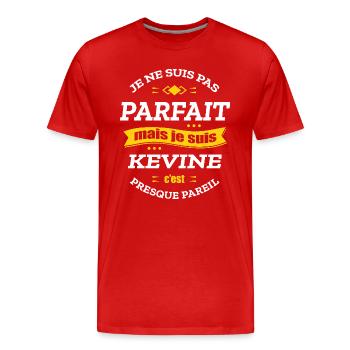KEVINE PARFAIT - PRENOM KEVINE - T-shirt bio Premium Homme - rouge - Devant - Damien (186cm)