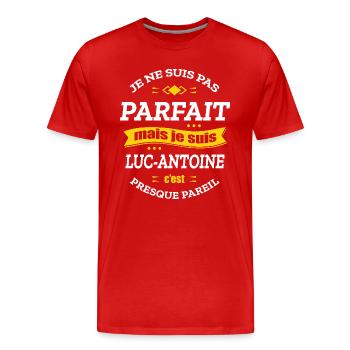 LUC-ANTOINE PARFAIT - PRENOM LUC-ANTOINE - T-shirt bio Premium Homme - rouge - Devant - Damien (186cm)