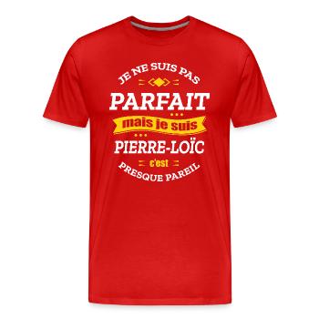 PIERRE-LOÏC PARFAIT - PRENOM PIERRE-LOÏC - T-shirt bio Premium Homme - rouge - Devant - Damien (186cm)