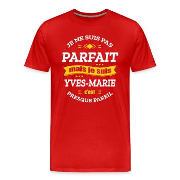 YVES-MARIE PARFAIT - PRENOM YVES-MARIE - T-shirt bio Premium Homme - rouge - Devant - Damien (186cm)