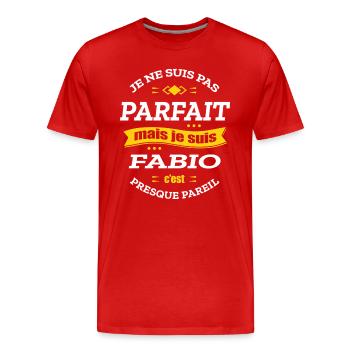 FABIO PARFAIT - PRENOM FABIO - T-shirt bio Premium Homme - rouge - Devant - Damien (186cm)