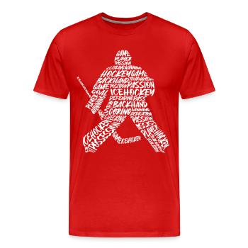 Hockey sur glace Typographie de gardien de but Joueur de hockey sur glace - T-shirt bio Premium Homme - rouge - Devant - Damien (186cm)