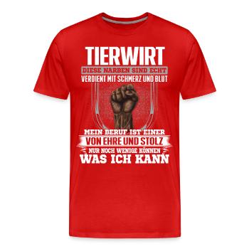 TIERWIRT - Ehre und Stolz - Männer Premium Bio T-Shirt - Rot - Vorne - Damien (186cm)
