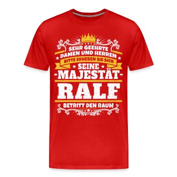 His Majesty Ralf - Men's Premium Organic T-Shirt - red - Front - Damien (186cm)