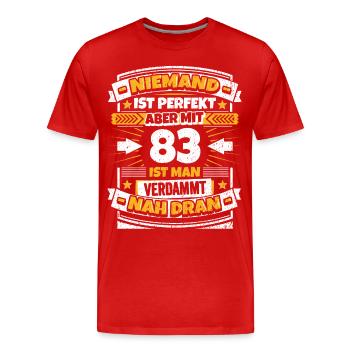 Lustiger Spruch 83. Geburtstag - Männer Premium Bio T-Shirt - Rot - Vorne - Damien (186cm)