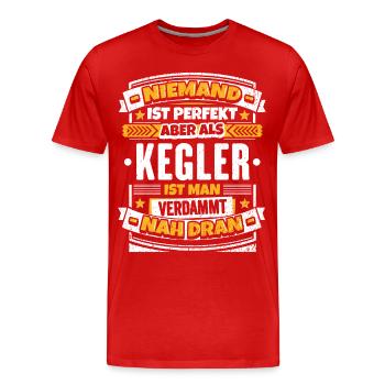 Lustiger Kegler Spruch - Männer Premium Bio T-Shirt - Rot - Vorne - Damien (186cm)