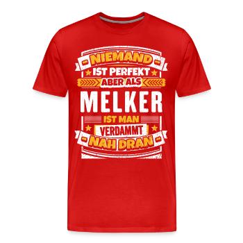 Lustiger Melker - Männer Premium Bio T-Shirt - Rot - Vorne - Damien (186cm)