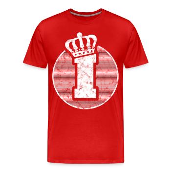 Stylish letter I with crown - Men's Premium Organic T-Shirt - red - Front - Damien (186cm)