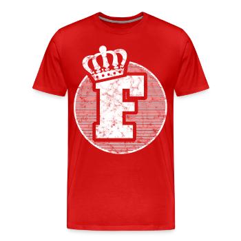 lettre élégante F avec couronne - T-shirt bio Premium Homme - rouge - Devant - Damien (186cm)