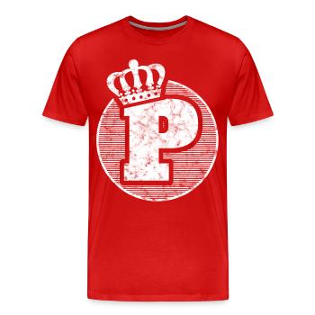 Stylish letter P with crown - Men's Premium Organic T-Shirt - red - Front - Damien (186cm)