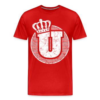 Stylischer Buchstabe U mit Krone - Männer Premium Bio T-Shirt - Rot - Vorne - Damien (186cm)