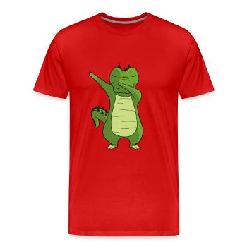 Crocodile Dancing - Crocodile Dabbing Dancing - Men's Premium Organic T-Shirt - red - Front - Damien (186cm)