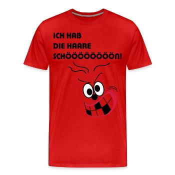 Ich hab die Haare schön - Männer Premium Bio T-Shirt - Rot - Vorne - Damien (186cm)