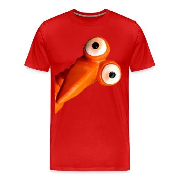 Lustiger oranger Vogel mit großen Augen - Männer Premium Bio T-Shirt - Rot - Vorne - Damien (186cm)