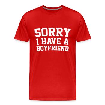 Entschuldigung, ich habe einen Freund - Männer Premium Bio T-Shirt - Rot - Vorne - Damien (186cm)