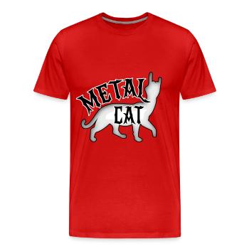 Metal Cat - Rock-Katze - Männer Premium Bio T-Shirt - Rot - Vorne - Damien (186cm)
