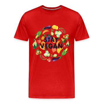 Vegan T-Shirt | Food | Fruit | No meat | - Men's Premium Organic T-Shirt - red - Front - Damien (186cm)