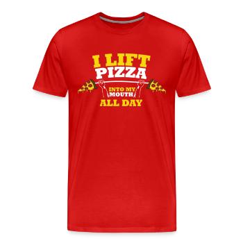 Je soulève la pizza toute la journée - T-shirt bio Premium Homme - rouge - Devant - Damien (186cm)