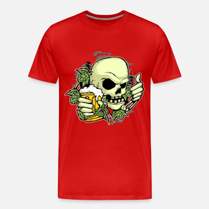 Hopfen Bier Schädel - Männer Premium Bio T-Shirt - Rot