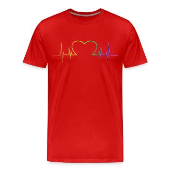 LGBT Gay Gay Lesbiennes Lesbiennes Fun Pride - T-shirt bio Premium Homme - rouge - Devant - Damien (186cm)