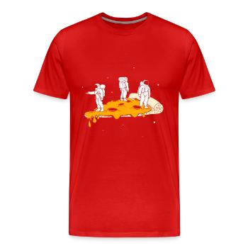 Space Pizza - Männer Premium Bio T-Shirt - Rot - Vorne - Damien (186cm)