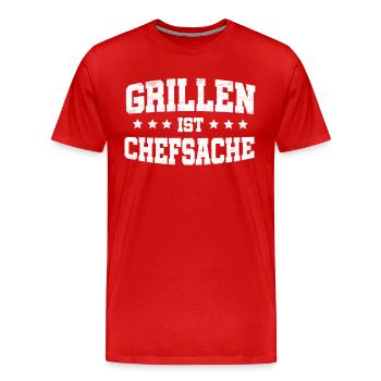 Grillen ist Chefsache, grillen, Griller, Geschenk - Männer Premium Bio T-Shirt - Rot - Vorne - Damien (186cm)