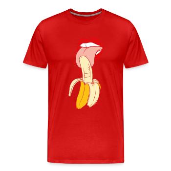 Bananen-Geschenk-Nahrungsmittelporno, der Hemd leckt - Männer Premium Bio T-Shirt - Rot - Vorne - Damien (186cm)