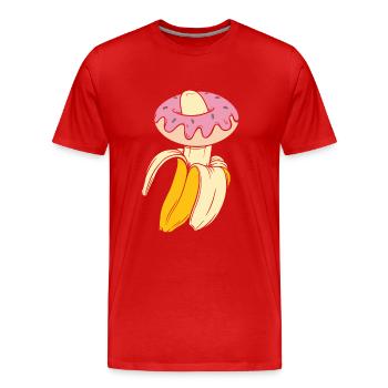 Bananen-Geschenk-Lebensmittel-Porno-Donut Shirt - Männer Premium Bio T-Shirt - Rot - Vorne - Damien (186cm)