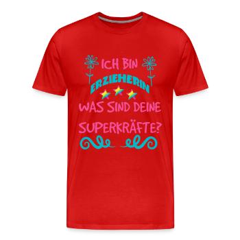 Erzieherin mit Superkräften - Männer Premium Bio T-Shirt - Rot - Vorne - Damien (186cm)