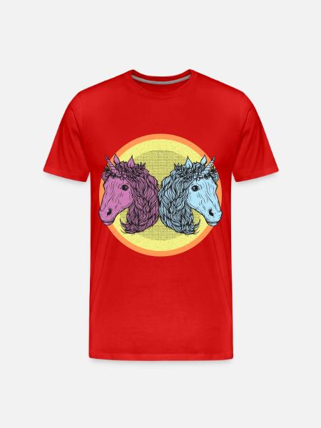 Pink blå enhjørning - Herre Premium T-shirt økologisk - rød