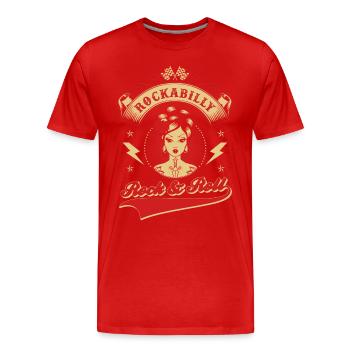 Rockabilly Rock & Roll - T-shirt bio Premium Homme - rouge - Devant - Damien (186cm)