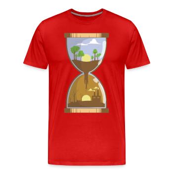 Sanduhr / Umweltverschmutzung / Naturschutz - Männer Premium Bio T-Shirt - Rot - Vorne - Damien (186cm)