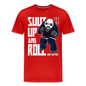 Angry BJJ Panda - BJJ Brazilian Jiu Jitsu Shirt - Men's Premium Organic T-Shirt - red - Front - Damien (186cm)