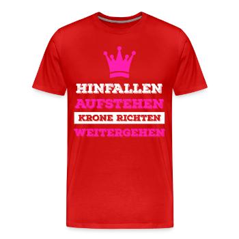 Tomber debout Debout la couronne - T-shirt bio Premium Homme - rouge - Devant - Damien (186cm)