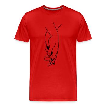 Love Se tenir la main - T-shirt bio Premium Homme - rouge - Devant - Damien (186cm)