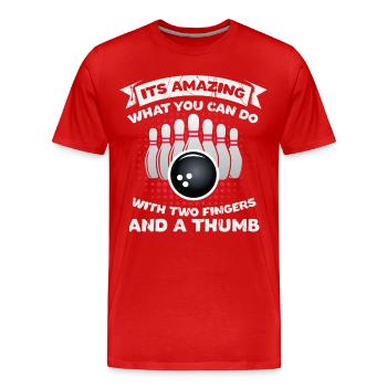 Bowling skills gift - Men's Premium Organic T-Shirt - red - Front - Damien (186cm)