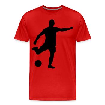 fussballer / fußball soccer football schuss - Männer Premium Bio T-Shirt - Rot - Vorne - Damien (186cm)